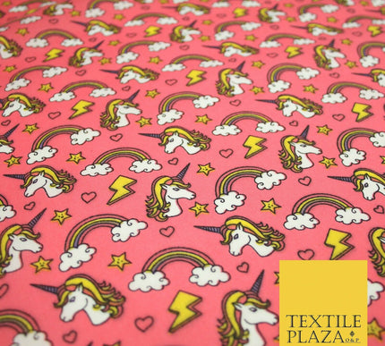 Magical Unicorns Rainbows Printed Polycotton Dress Craft Fabric 44" 3 COLOURS