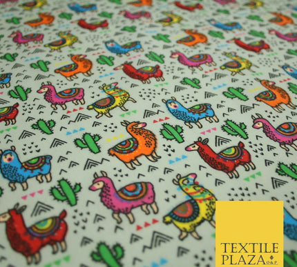 Multicolour Llama Alpaca Cacti Mountain Printed Polycotton Dress Craft Fabric44"