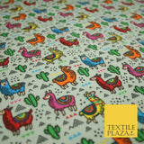 Multicolour Llama Alpaca Cacti Mountain Printed Polycotton Dress Craft Fabric44"