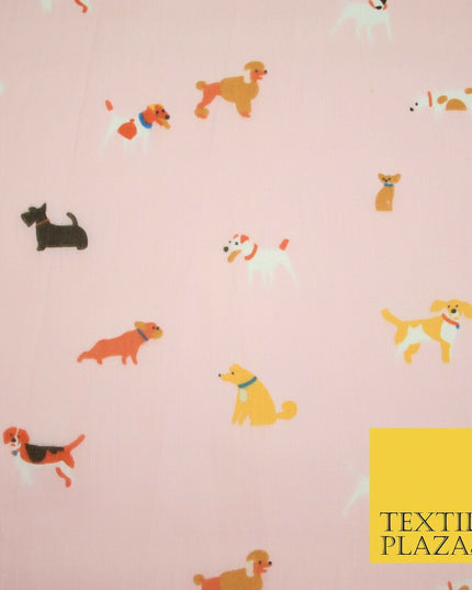 Mix Dogs Bulldog Terrier Spaniel Poodle Printed Polycotton Dress Craft Fabric44"