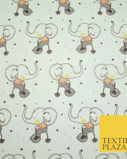 Fun Circus Cycling Elephant Printed Polycotton Dress Craft Fabric 44" 3 COLOURS