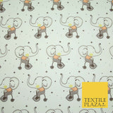 Fun Circus Cycling Elephant Printed Polycotton Dress Craft Fabric 44" 3 COLOURS