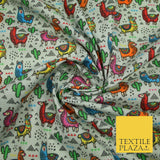 Multicolour Llama Alpaca Cacti Mountain Printed Polycotton Dress Craft Fabric44"