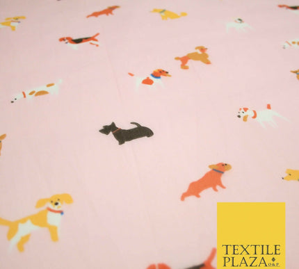 Mix Dogs Bulldog Terrier Spaniel Poodle Printed Polycotton Dress Craft Fabric44"