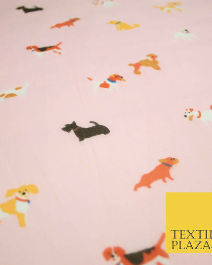 Mix Dogs Bulldog Terrier Spaniel Poodle Printed Polycotton Dress Craft Fabric44"
