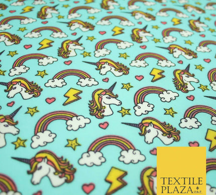 Magical Unicorns Rainbows Printed Polycotton Dress Craft Fabric 44" 3 COLOURS