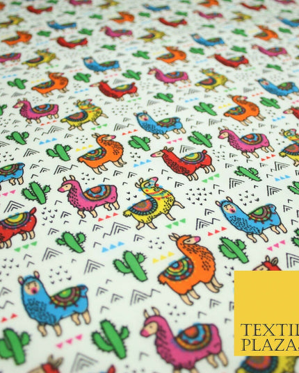 Multicolour Llama Alpaca Cacti Mountain Printed Polycotton Dress Craft Fabric44"
