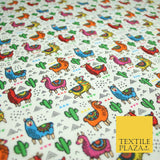 Multicolour Llama Alpaca Cacti Mountain Printed Polycotton Dress Craft Fabric44"
