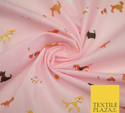 Mix Dogs Bulldog Terrier Spaniel Poodle Printed Polycotton Dress Craft Fabric44"