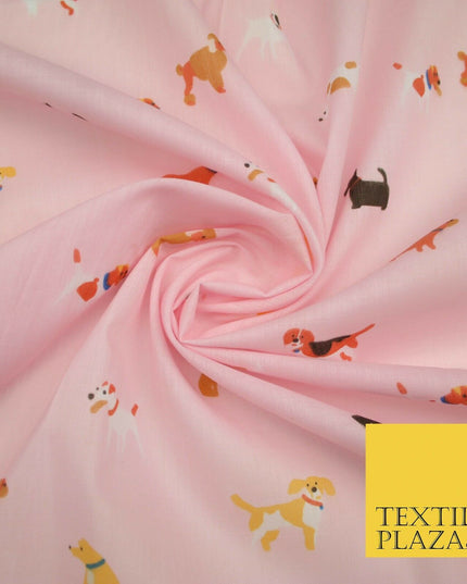 Mix Dogs Bulldog Terrier Spaniel Poodle Printed Polycotton Dress Craft Fabric44"