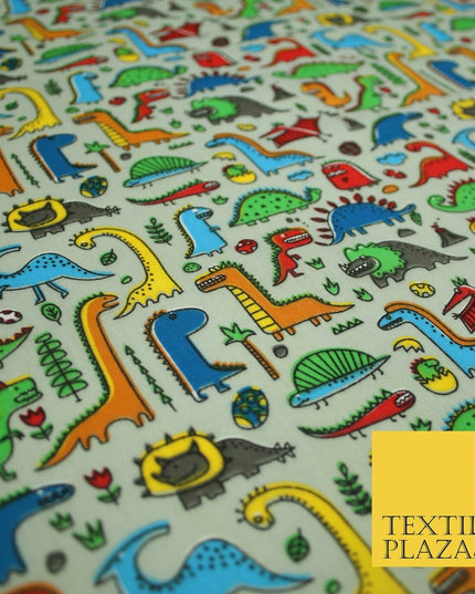 Colourful Cartoon Dinosaurs Printed Polycotton Dress Craft Fabric 44" 3 COLOURS