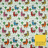 Multicolour Llama Alpaca Cacti Mountain Printed Polycotton Dress Craft Fabric44"