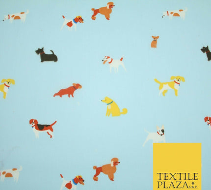 Mix Dogs Bulldog Terrier Spaniel Poodle Printed Polycotton Dress Craft Fabric44"