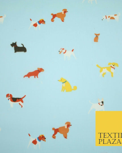 Mix Dogs Bulldog Terrier Spaniel Poodle Printed Polycotton Dress Craft Fabric44"
