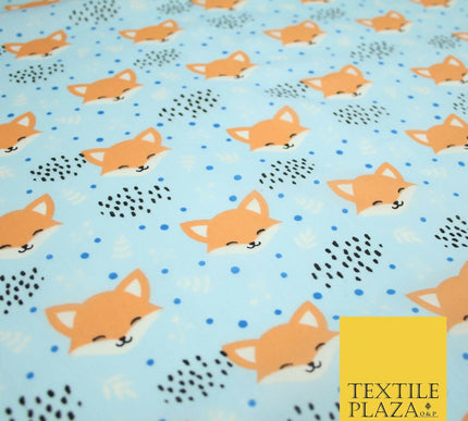 Cheeky Foxes Animals Leaves Printed Polycotton Dress Craft Fabric 44" 3 COLOURS