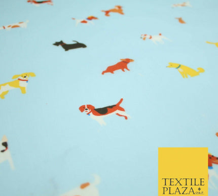 Mix Dogs Bulldog Terrier Spaniel Poodle Printed Polycotton Dress Craft Fabric44"