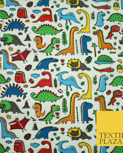 Colourful Cartoon Dinosaurs Printed Polycotton Dress Craft Fabric 44" 3 COLOURS
