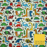 Colourful Cartoon Dinosaurs Printed Polycotton Dress Craft Fabric 44" 3 COLOURS