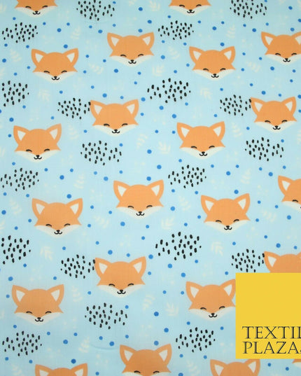 Cheeky Foxes Animals Leaves Printed Polycotton Dress Craft Fabric 44" 3 COLOURS