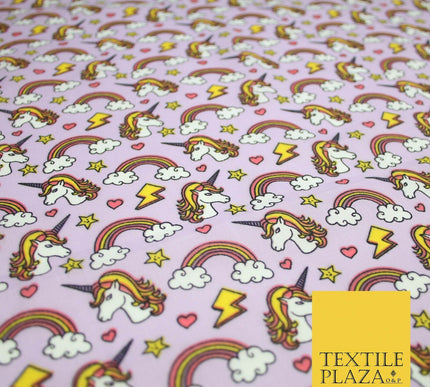 Magical Unicorns Rainbows Printed Polycotton Dress Craft Fabric 44" 3 COLOURS