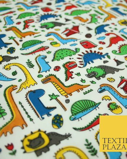 Colourful Cartoon Dinosaurs Printed Polycotton Dress Craft Fabric 44" 3 COLOURS