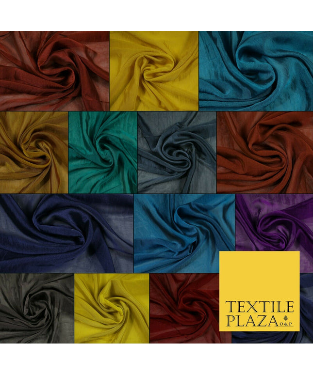 14 COLOURS Plain Silky Two Tone Sheer Georgette Dress Fabric Draping Lining 58"