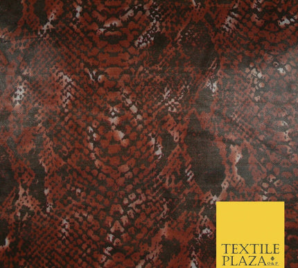Deep Rust Brown Snake Skin Animal Print Power Mesh Net Stretch Dress Fabric 5257