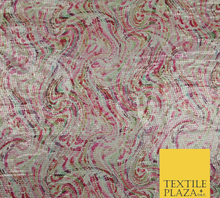 Pink Wacky Artsy Digital Print Soft Georgette All Over Sequin Fabric 44" 5253