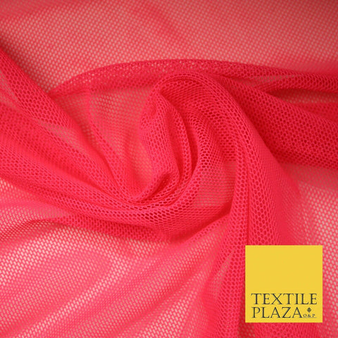 Bright Punch Pink Plain Solid Power Mesh Net 4 Way Stretch Dress Fabric 59" 5314