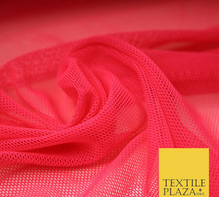 Bright Punch Pink Plain Solid Power Mesh Net 4 Way Stretch Dress Fabric 59" 5314