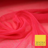 Bright Punch Pink Plain Solid Power Mesh Net 4 Way Stretch Dress Fabric 59" 5314
