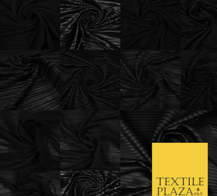 BLACK Mix Variety of Pleated Crinkle Striped Plisse Dress Fabrics 58" 13 DESIGNS