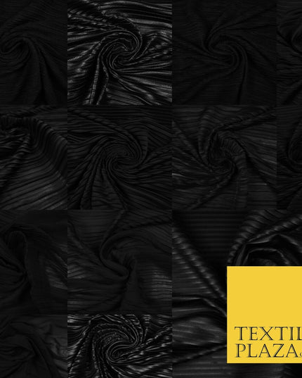 BLACK Mix Variety of Pleated Crinkle Striped Plisse Dress Fabrics 58" 13 DESIGNS