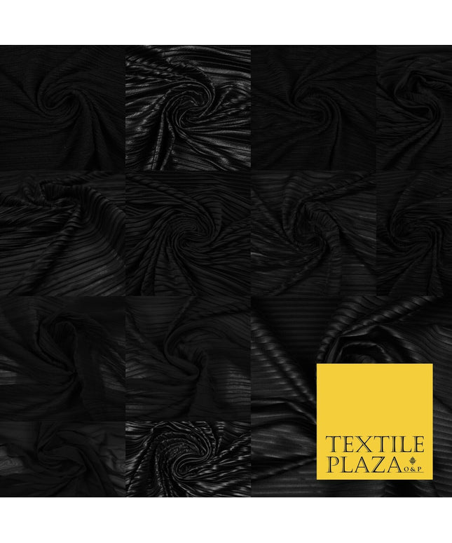 BLACK Mix Variety of Pleated Crinkle Striped Plisse Dress Fabrics 58" 13 DESIGNS