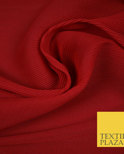 Red Micro Mini Pleated Crushed Crinkle Textured Stretch Plisse Fabric 58" 5371