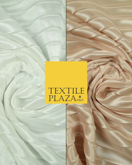 White Blush Pink 2cm Pleated Crinkle Stretch Silky Plisse Satin Fabric Dress 58"