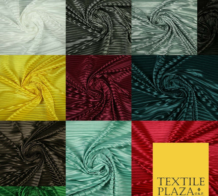 1cm Wide Pleated Crushed Crinkle Stretch Silky Plisse Satin Fabric Dress 58"