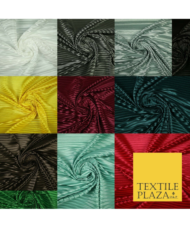 1cm Wide Pleated Crushed Crinkle Stretch Silky Plisse Satin Fabric Dress 58"