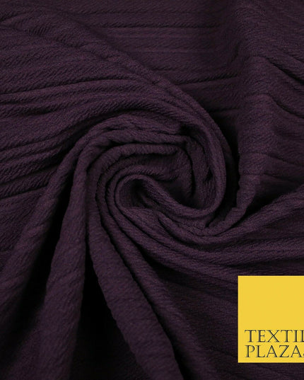 Textured Pleated Crushed Crinkle Textured Ribbed Stretch Jersey Fabric 5 COLOURS