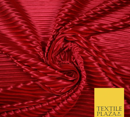 1cm Wide Pleated Crushed Crinkle Stretch Silky Plisse Satin Fabric Dress 58"