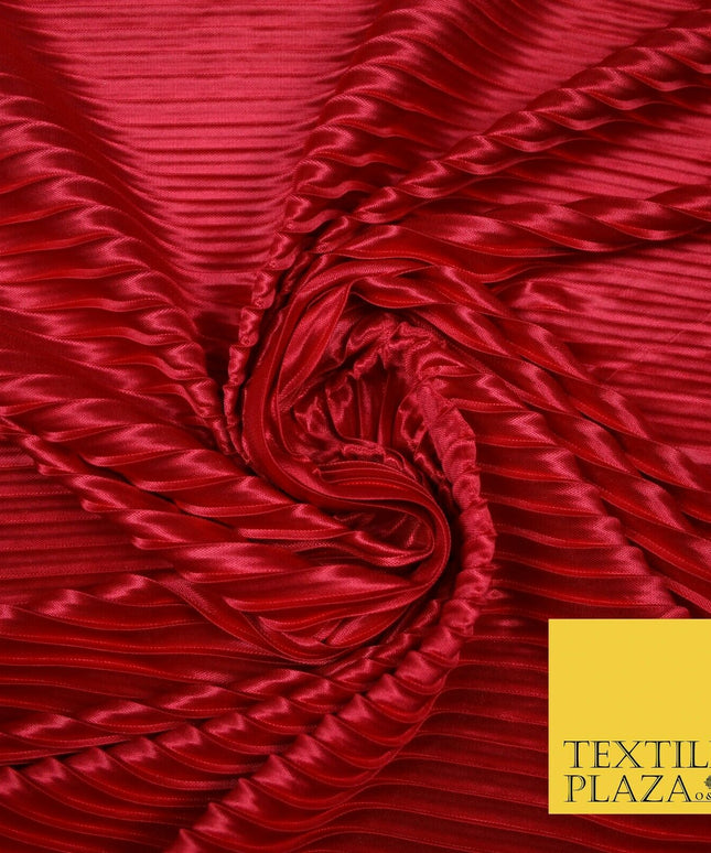 1cm Wide Pleated Crushed Crinkle Stretch Silky Plisse Satin Fabric Dress 58"