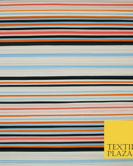 Multicolour Mixed Stripe Barcode Lines Printed Pleated Plisse Jersey Fabric 5408