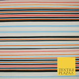 Multicolour Mixed Stripe Barcode Lines Printed Pleated Plisse Jersey Fabric 5408