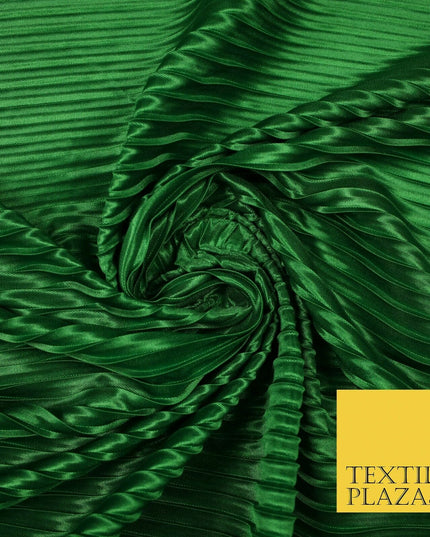 1cm Wide Pleated Crushed Crinkle Stretch Silky Plisse Satin Fabric Dress 58"