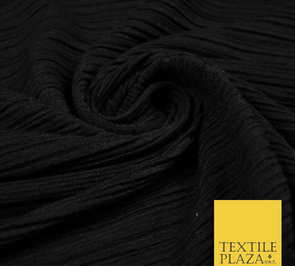 BLACK Mix Variety of Pleated Crinkle Striped Plisse Dress Fabrics 58" 13 DESIGNS