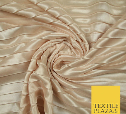 White Blush Pink 2cm Pleated Crinkle Stretch Silky Plisse Satin Fabric Dress 58"