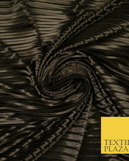 1cm Wide Pleated Crushed Crinkle Stretch Silky Plisse Satin Fabric Dress 58"