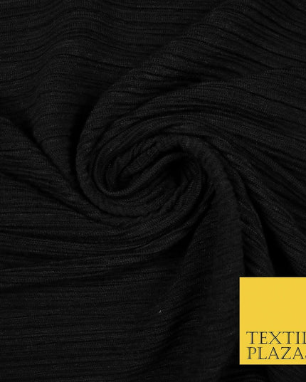BLACK Mix Variety of Pleated Crinkle Striped Plisse Dress Fabrics 58" 13 DESIGNS