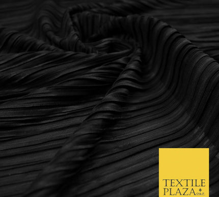 BLACK Mix Variety of Pleated Crinkle Striped Plisse Dress Fabrics 58" 13 DESIGNS