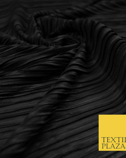 BLACK Mix Variety of Pleated Crinkle Striped Plisse Dress Fabrics 58" 13 DESIGNS